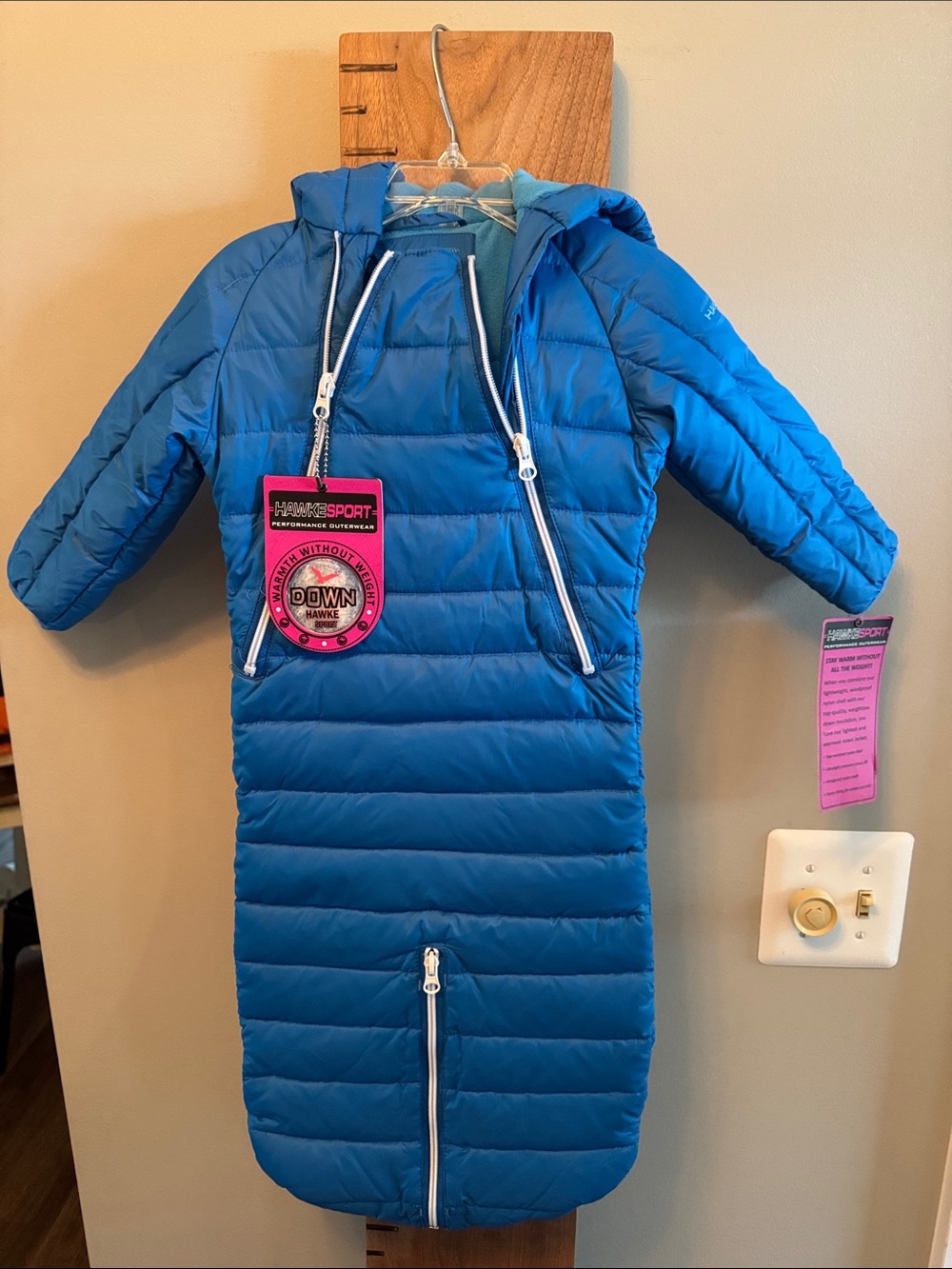 Hawke Sport Blue Lightweight Puffer Baby One Piece Jacket with Hood